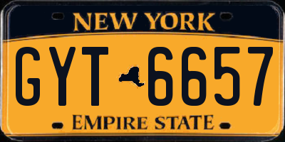 NY license plate GYT6657