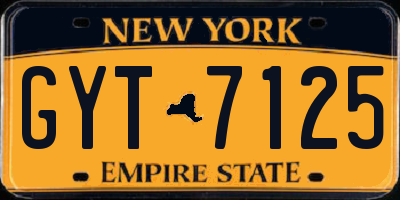 NY license plate GYT7125