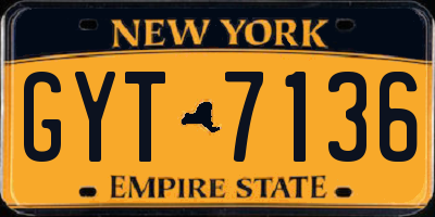 NY license plate GYT7136