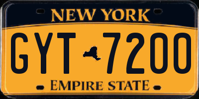 NY license plate GYT7200