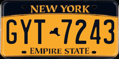 NY license plate GYT7243