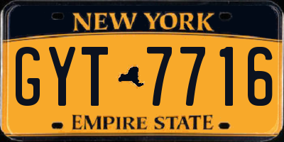 NY license plate GYT7716