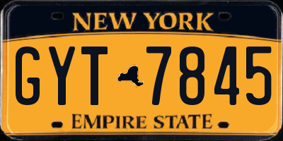 NY license plate GYT7845