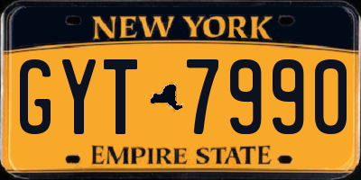 NY license plate GYT7990