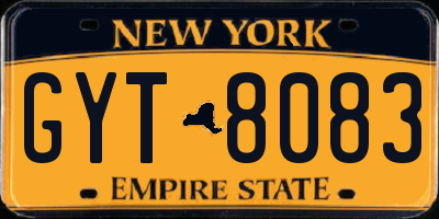 NY license plate GYT8083
