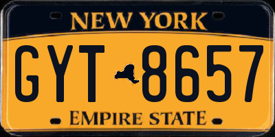 NY license plate GYT8657