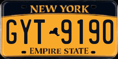 NY license plate GYT9190