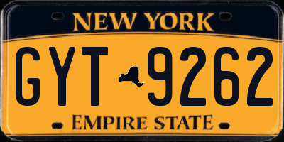 NY license plate GYT9262