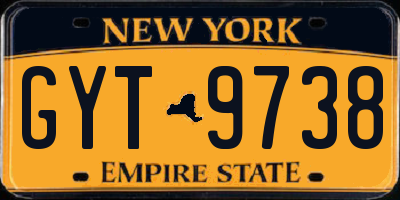 NY license plate GYT9738