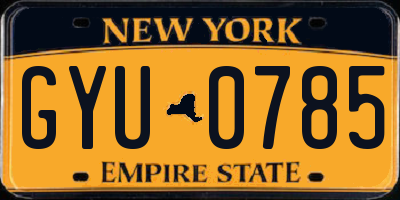 NY license plate GYU0785