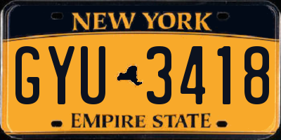 NY license plate GYU3418