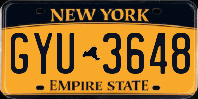 NY license plate GYU3648