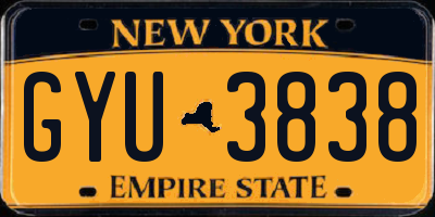 NY license plate GYU3838