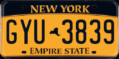 NY license plate GYU3839