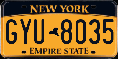 NY license plate GYU8035