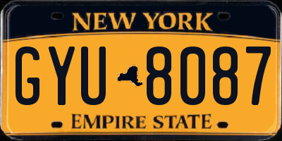 NY license plate GYU8087