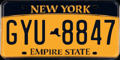 NY license plate GYU8847