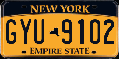 NY license plate GYU9102