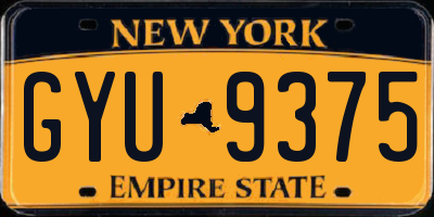NY license plate GYU9375