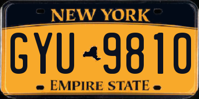 NY license plate GYU9810