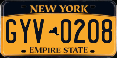 NY license plate GYV0208