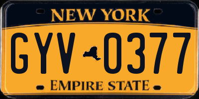 NY license plate GYV0377
