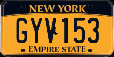 NY license plate GYV153