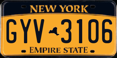 NY license plate GYV3106