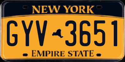 NY license plate GYV3651