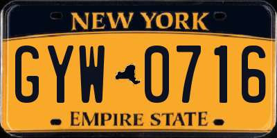 NY license plate GYW0716