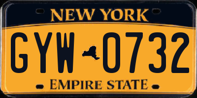 NY license plate GYW0732
