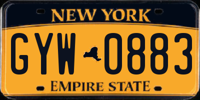 NY license plate GYW0883