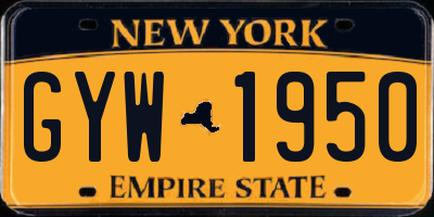 NY license plate GYW1950