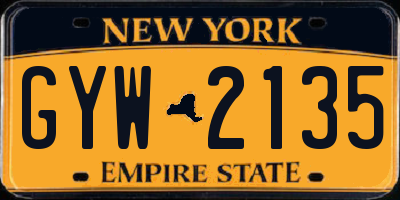 NY license plate GYW2135