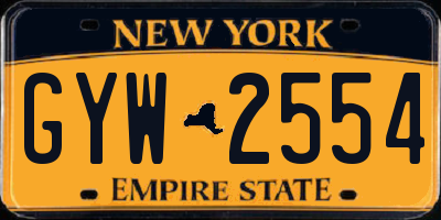 NY license plate GYW2554