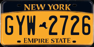 NY license plate GYW2726