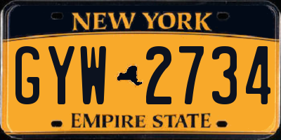 NY license plate GYW2734