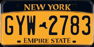 NY license plate GYW2783
