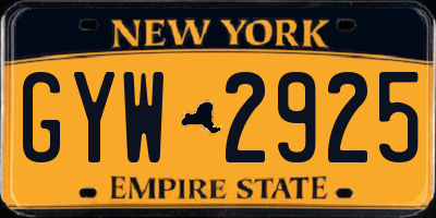 NY license plate GYW2925