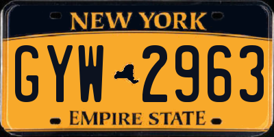 NY license plate GYW2963