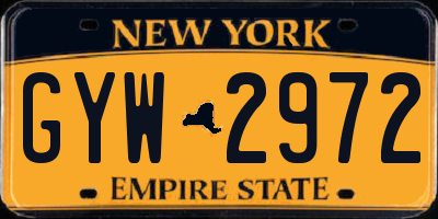 NY license plate GYW2972