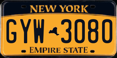 NY license plate GYW3080