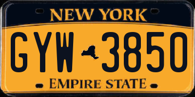 NY license plate GYW3850