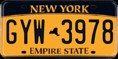 NY license plate GYW3978
