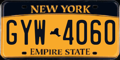 NY license plate GYW4060
