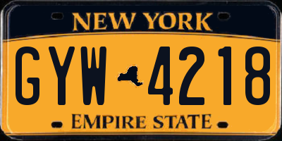 NY license plate GYW4218