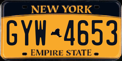 NY license plate GYW4653