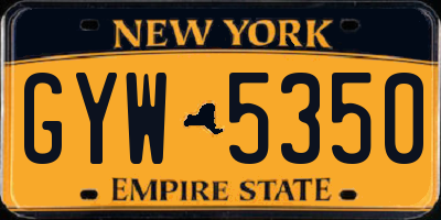 NY license plate GYW5350