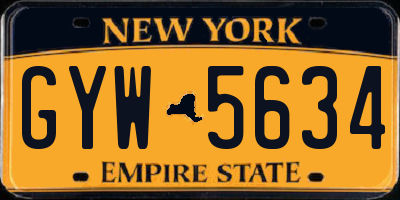 NY license plate GYW5634