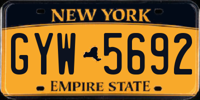 NY license plate GYW5692